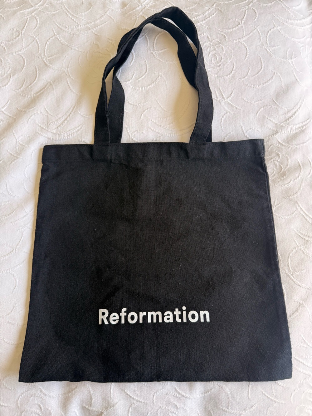 Reformation Black Canvas Logo Tote Bag Eco Shopping Carryall